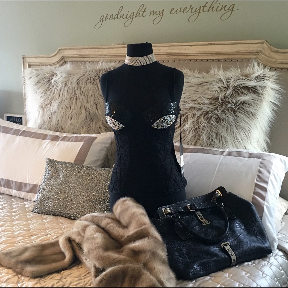 Kimikal Rhinestone & Lace Top NWT